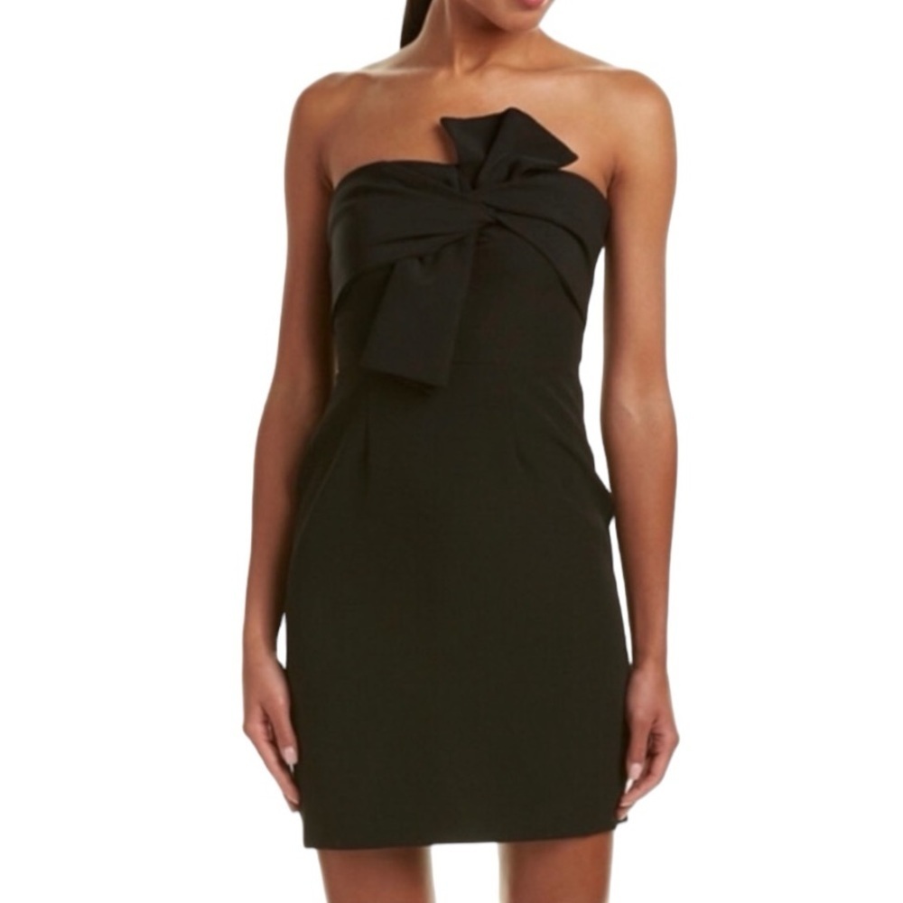 ALEXIA ADMOR Bow Tie Strapless Black Sheath Dress Cocktail Party Wedding size 4